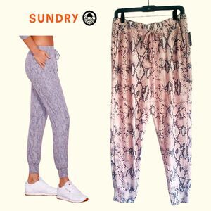 SUNDRY by Anthropologie NEW Snakeskin Drawstring Cuffed Ankle Jogger XL